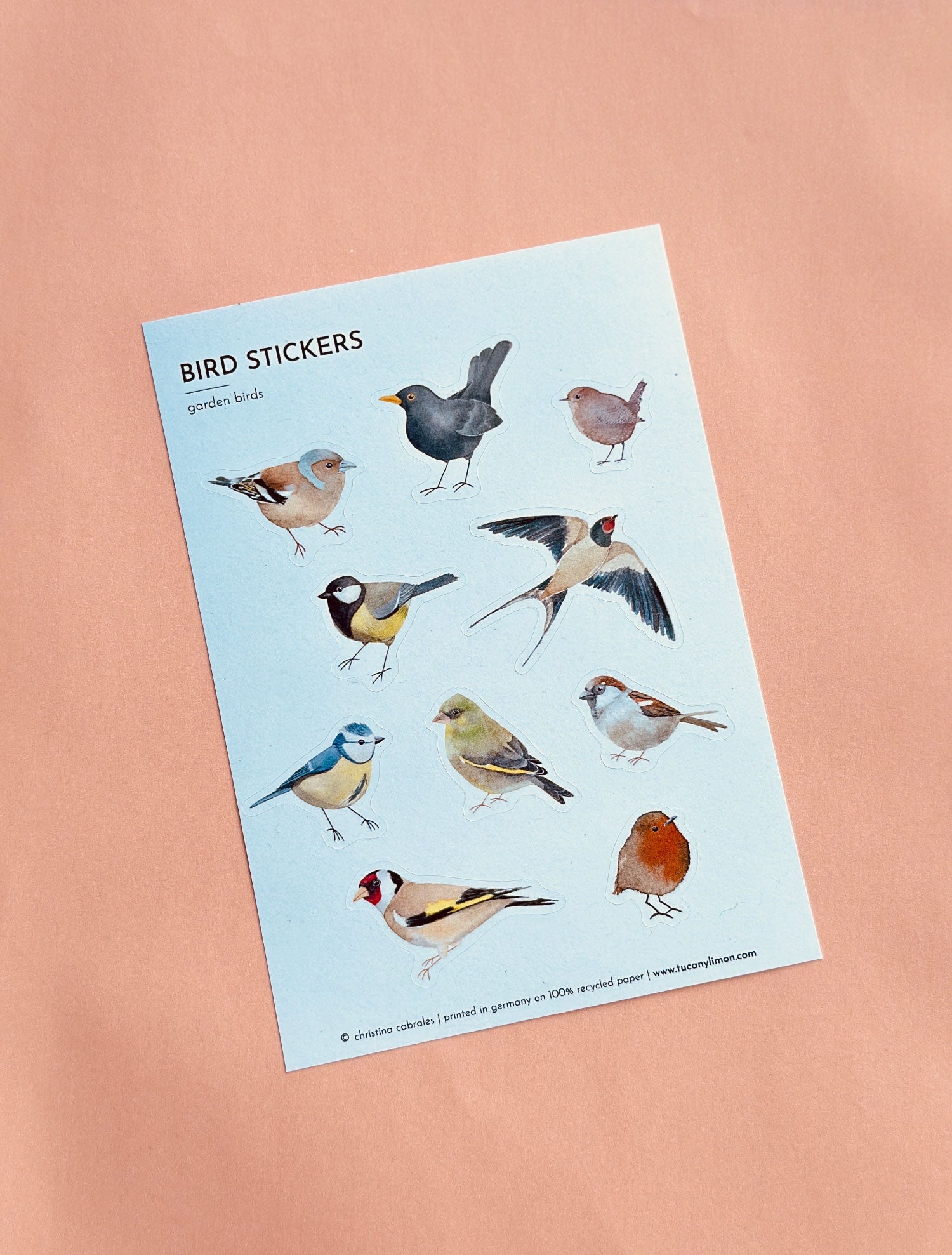 Gartenvögel Sticker aus Recyclingpapier / ohne PVC