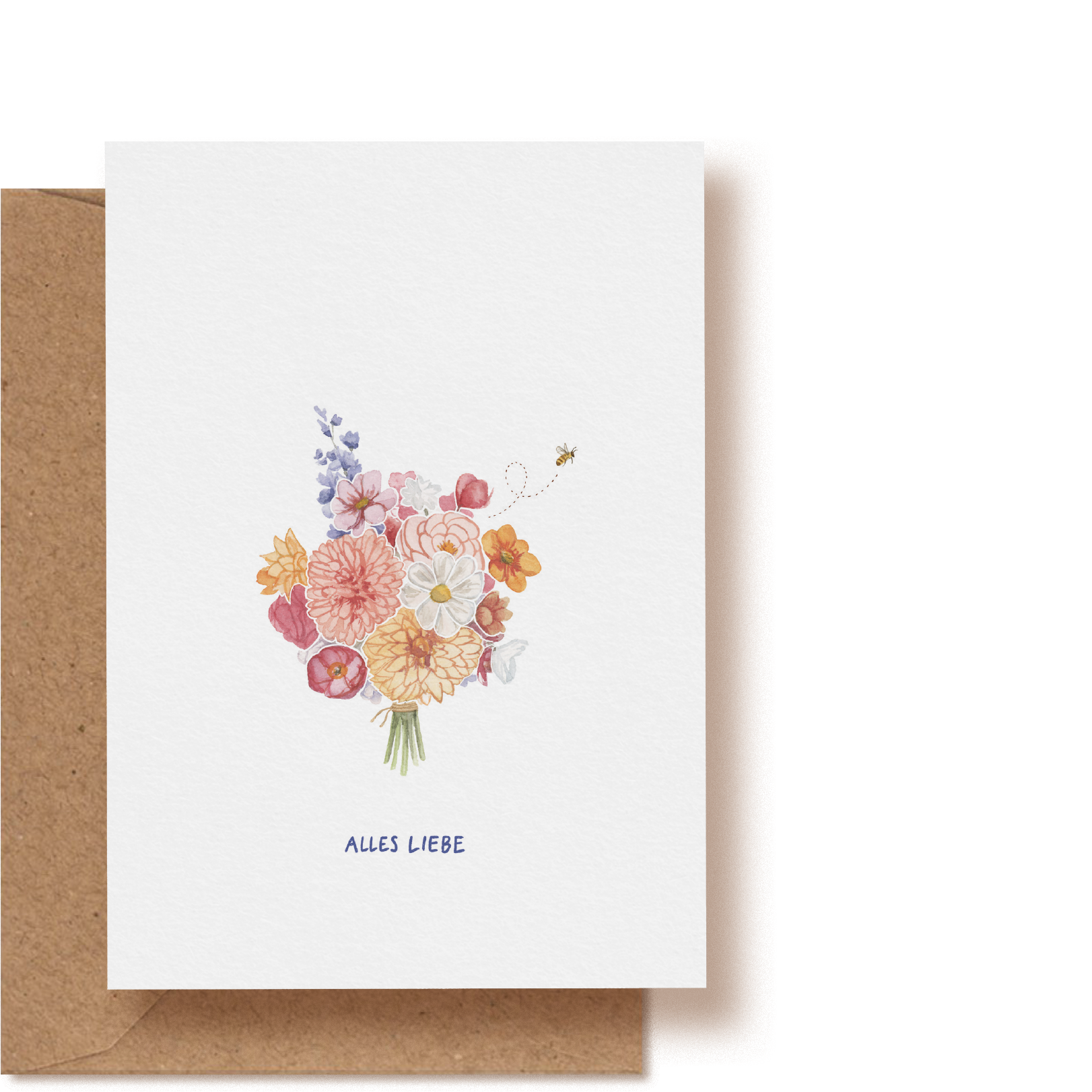 Blumenstrauß Biene Alles Liebe | Grußkarte