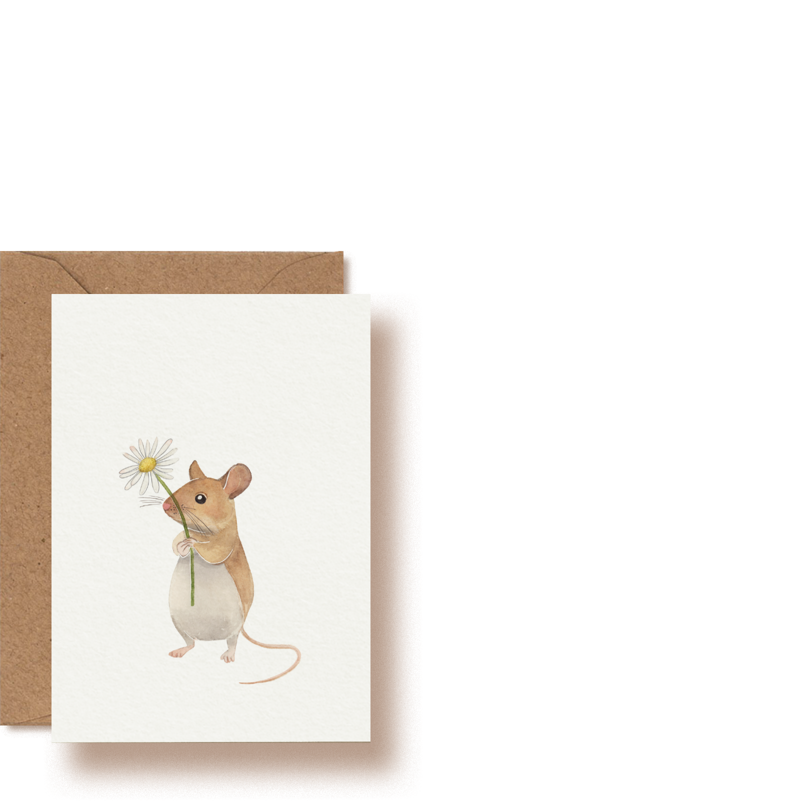 Maus und Gänseblümchen | Mini-Grußkarte