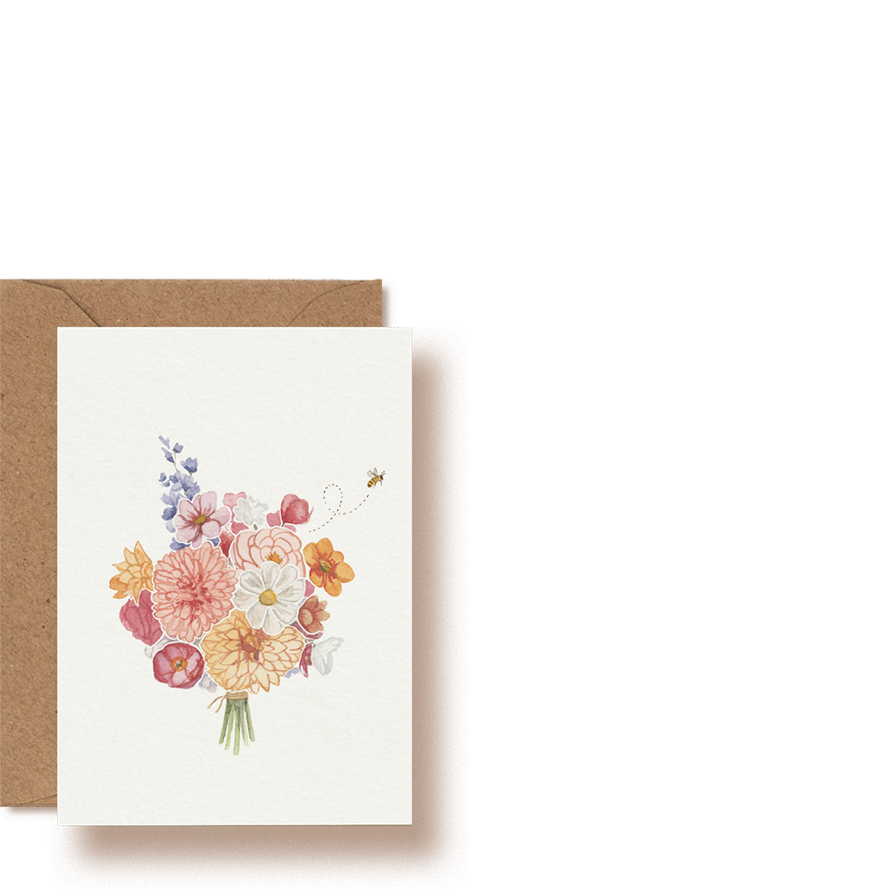 Blumenstrauß Biene | Mini-Grußkarte