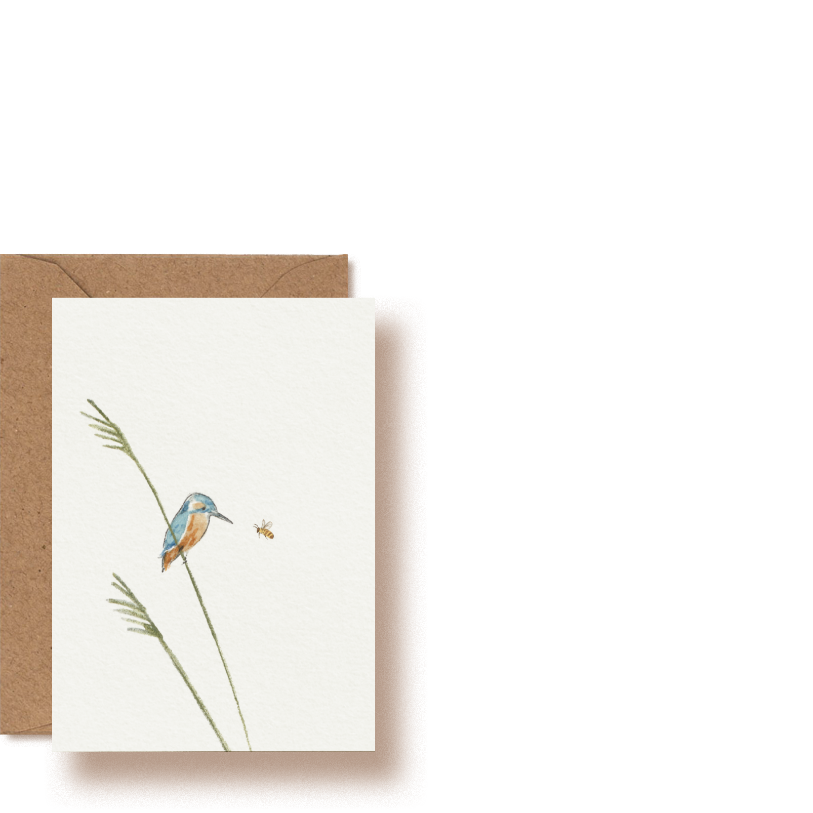 Eisvogel und Biene | Mini-Grußkarte