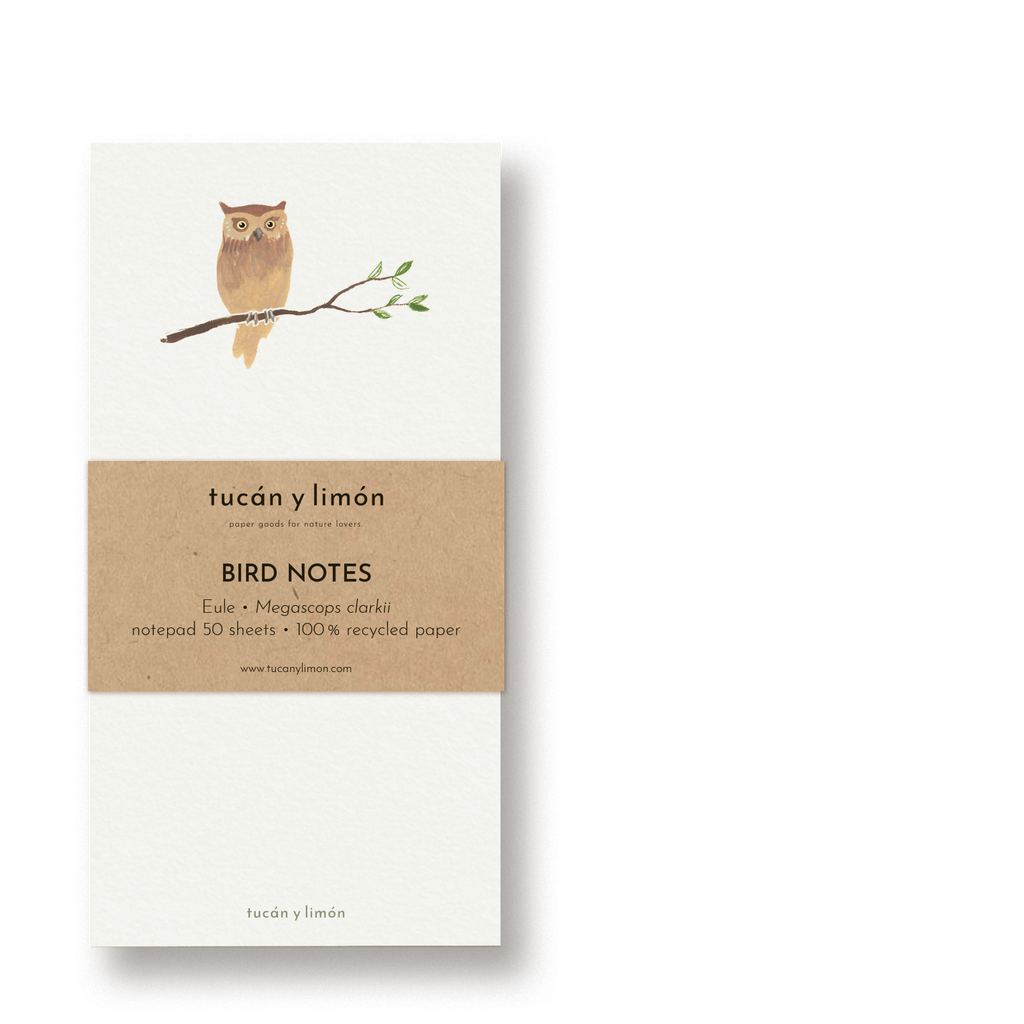 BIRD NOTES - Eule | Notizblock DINA6 schmal