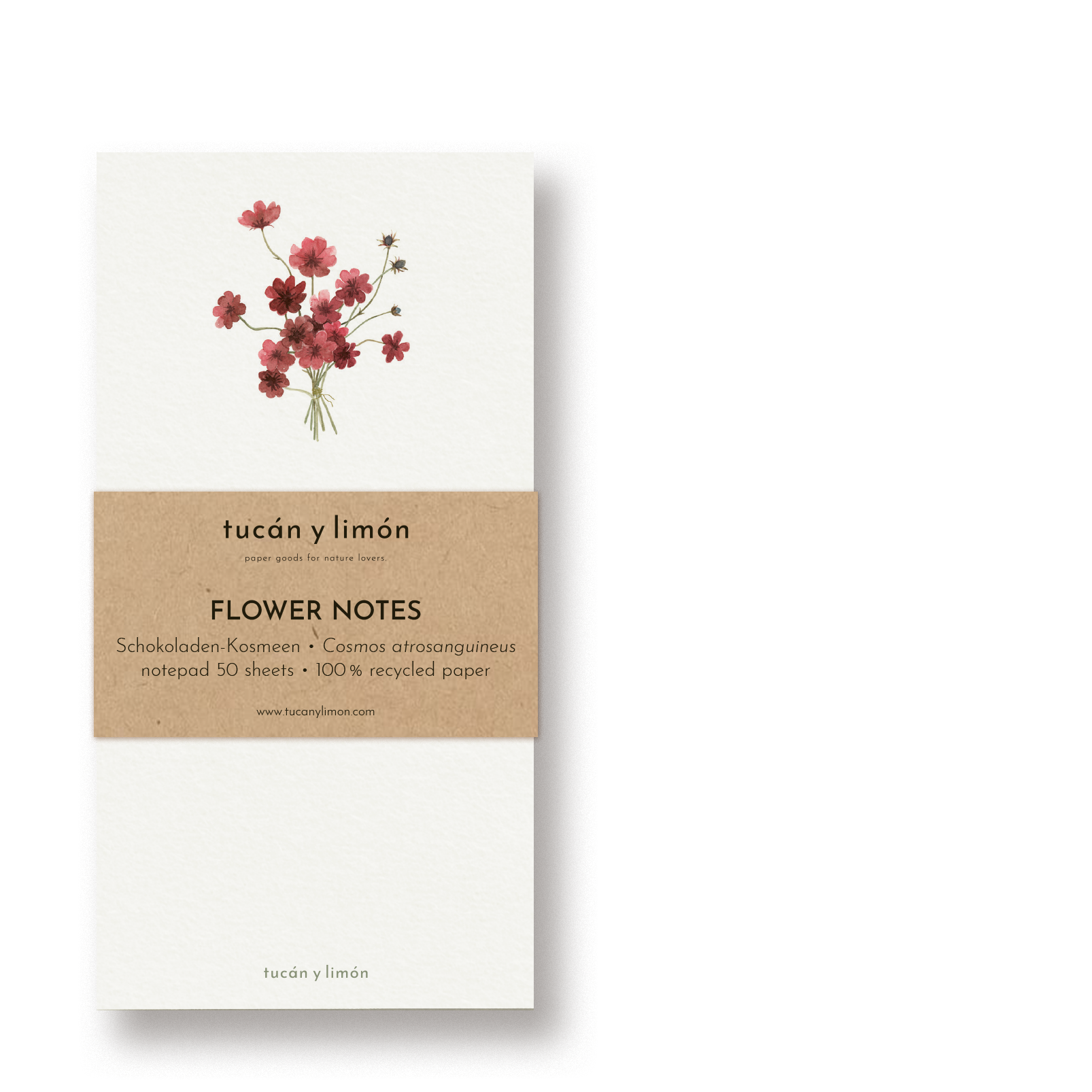 FLOWER NOTES - Schokoladen-Kosmeen | Notizblock DINA6 schmal