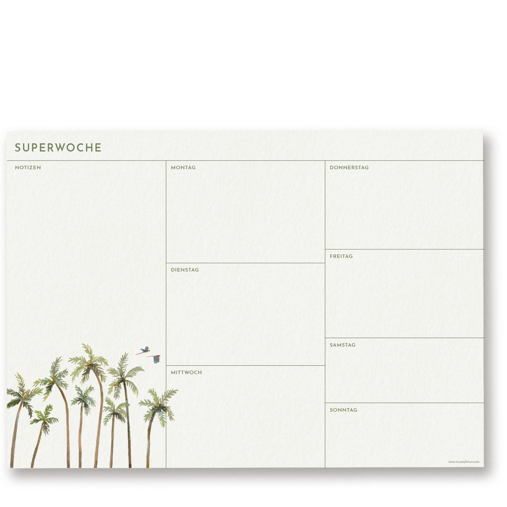 SUPERWOCHE - Palmenwald | Wochenplaner Notizblock DINA4