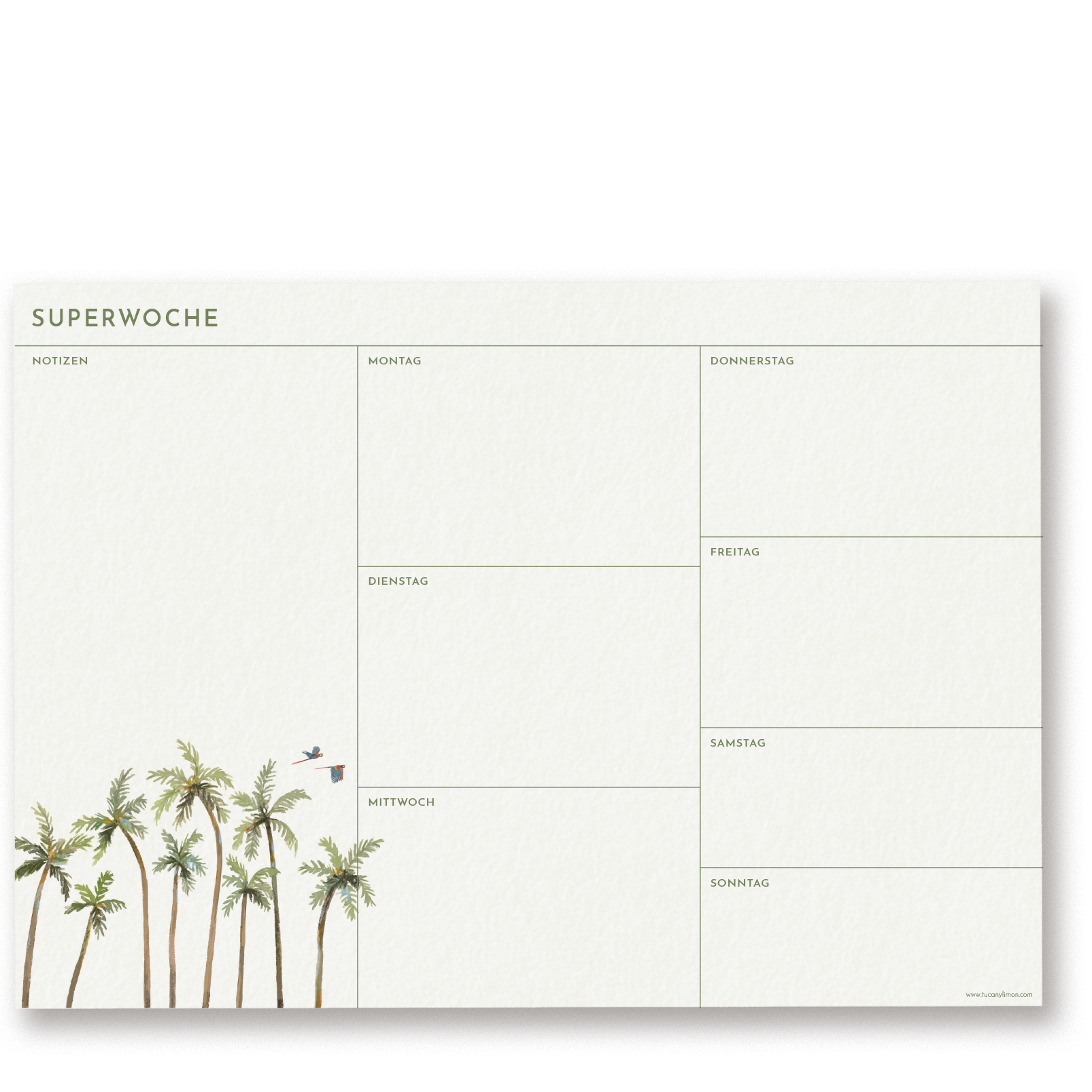 SUPERWOCHE - Palmenwald | Wochenplaner Notizblock DINA4