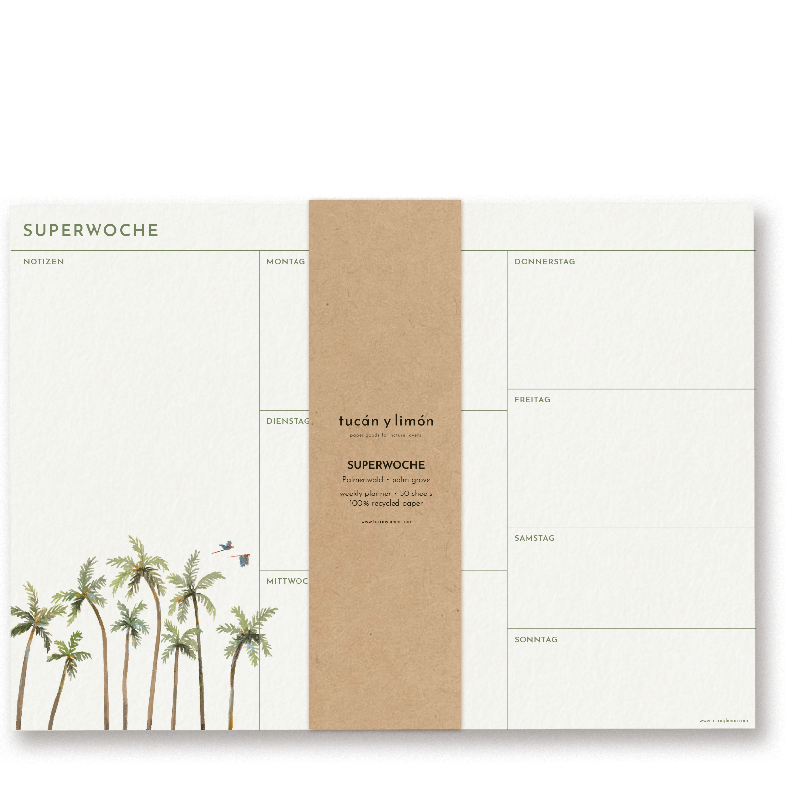 SUPERWOCHE - Palmenwald | Wochenplaner Notizblock DINA4