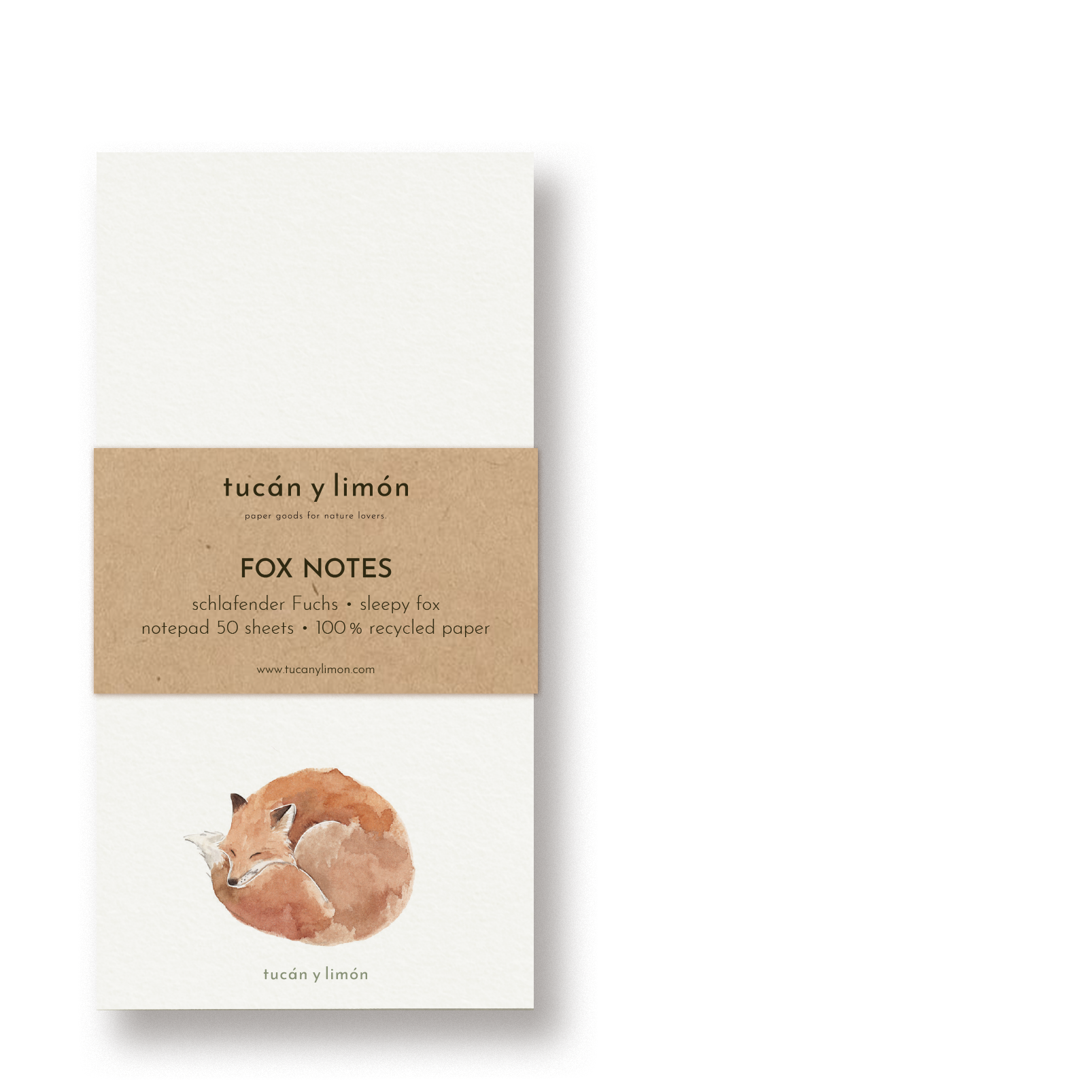 FOX NOTES - schlafender Fuchs | Notizblock DINA6 schmal