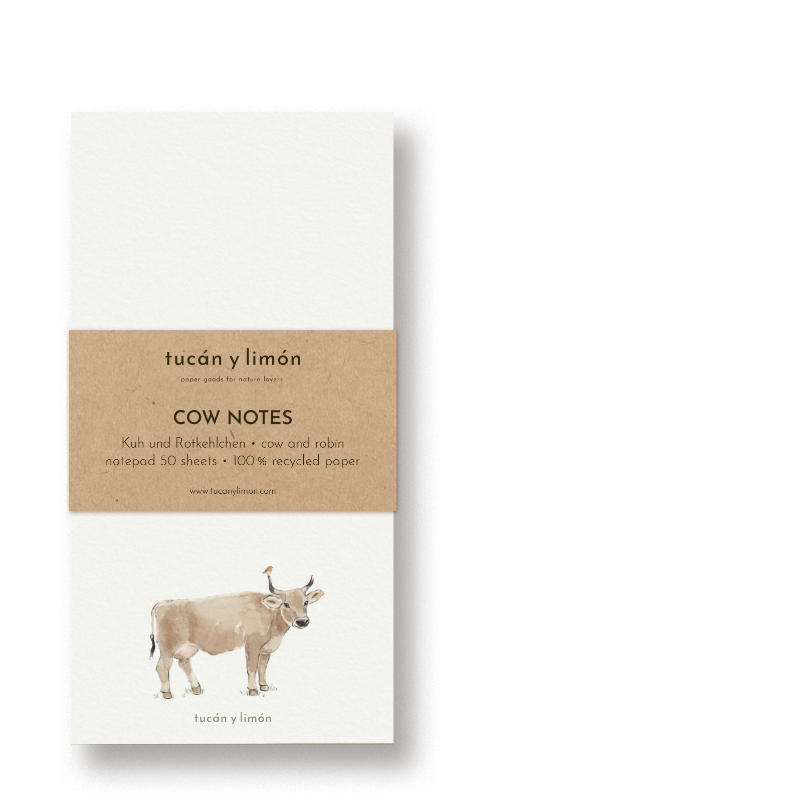 COW NOTES - Kuh und Rotkehlchen | Notizblock DINA6 schmal