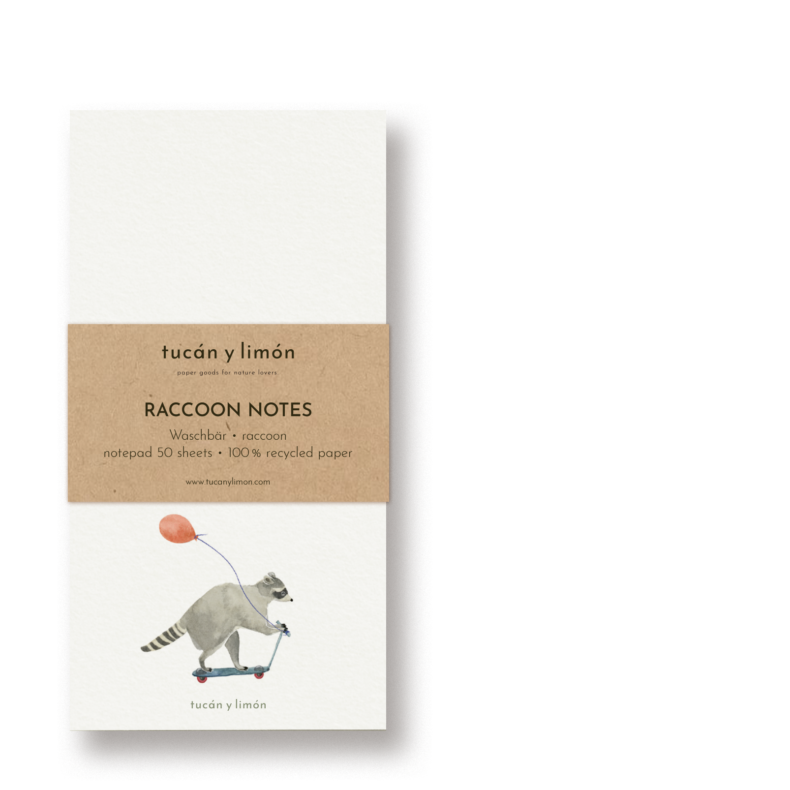 RACCOON NOTES - Waschbär | Notizblock DINA6 schmal