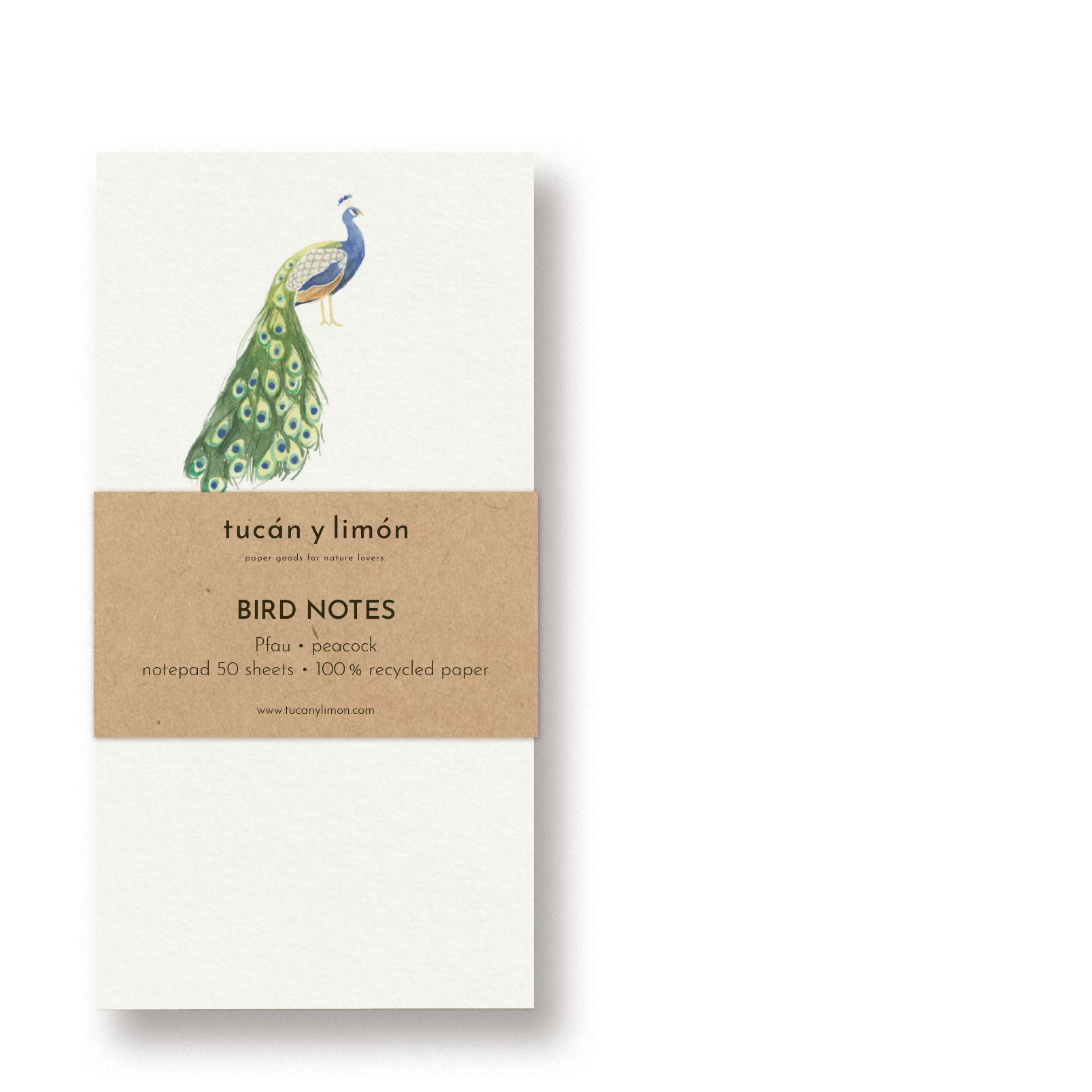 BIRD NOTES - Pfau | Notizblock DINA6 schmal