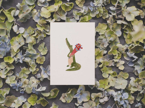 Blumen Krokodil | Postkarte