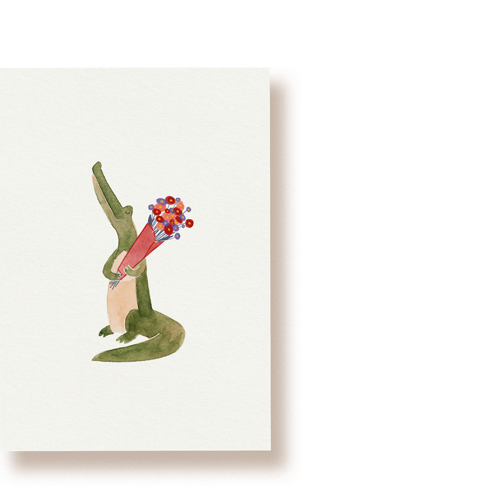 Blumen Krokodil | Postkarte