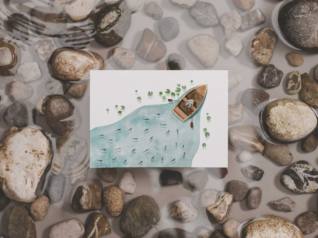swim along - Boot | Postkarte