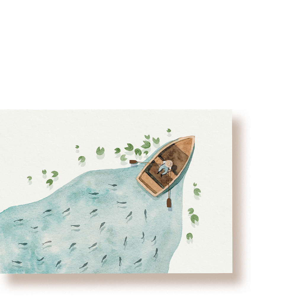 swim along - Boot | Postkarte