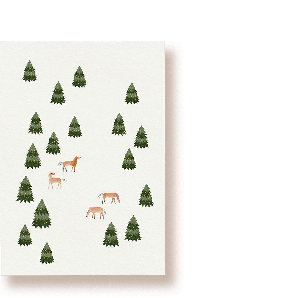 Pferde im Wald | Postkarte