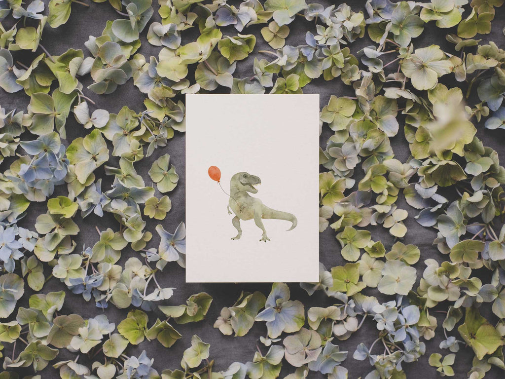 T-Rex mit Luftballon | Postkarte