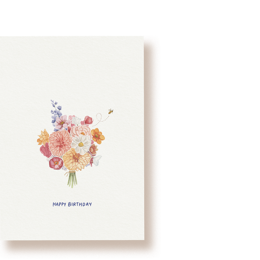 Blumenstrauß Biene | Postkarte