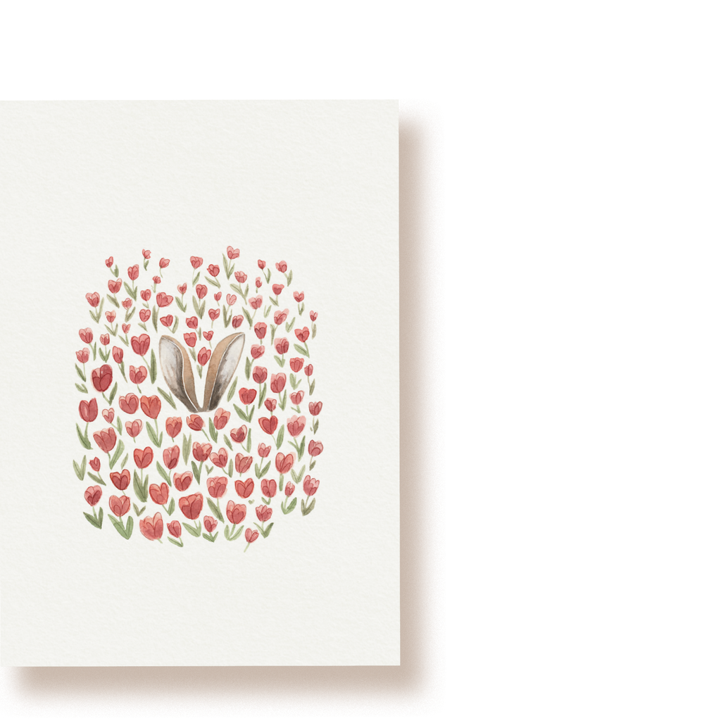 Hase im Tulpenfeld | Postkarte