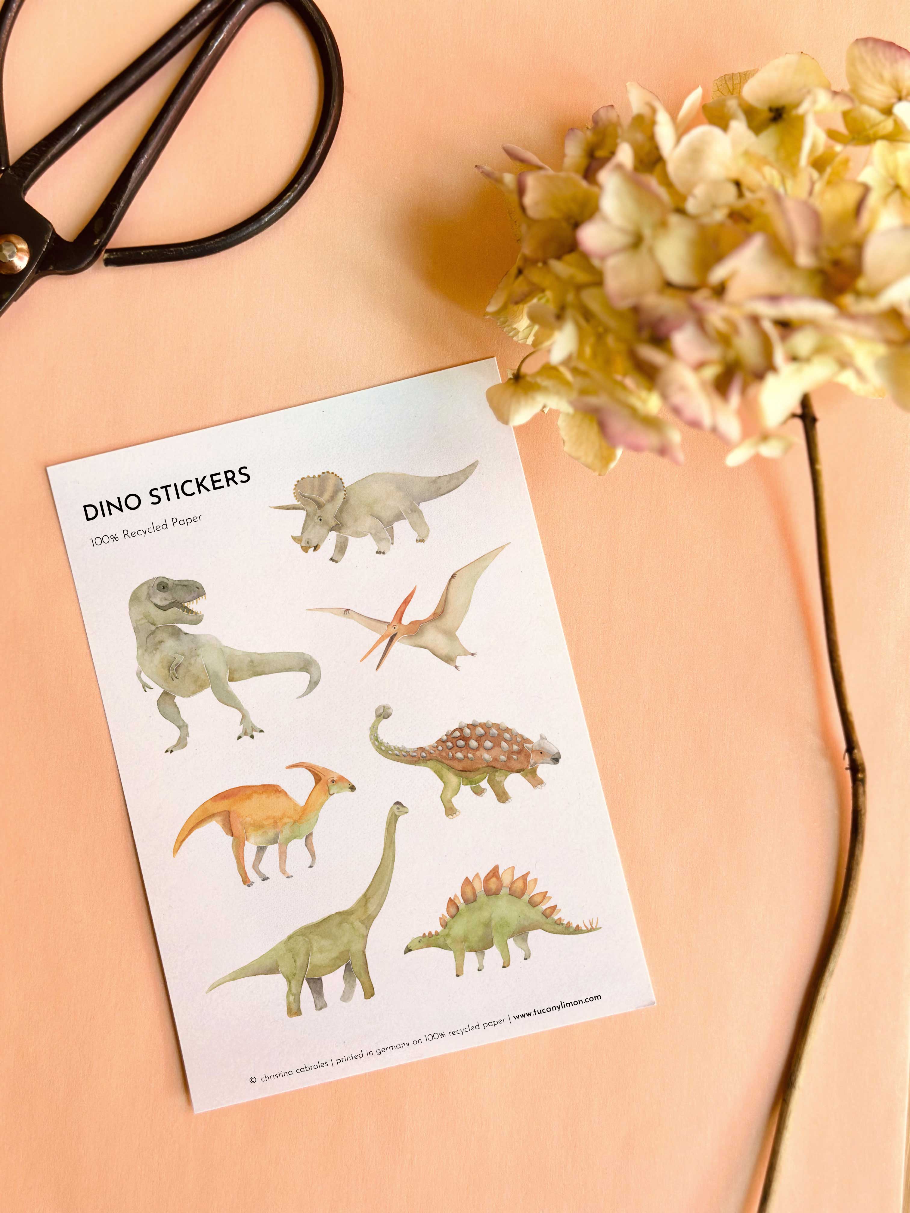 Dinosaurier Sticker aus Recyclingpapier / ohne PVC