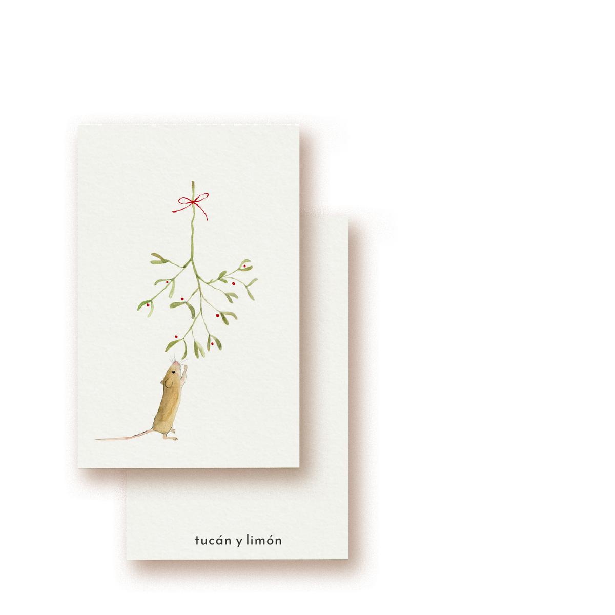 Maus mit Mistelzweig Geschenkkarte tiny card